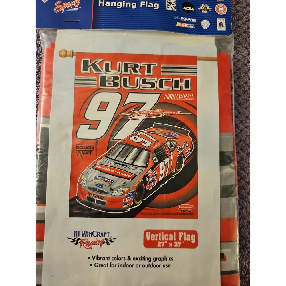WinCraft Kurt Busch #97 New  27" x 37" Vertical Flag Nascar‎ Racing USA 2003